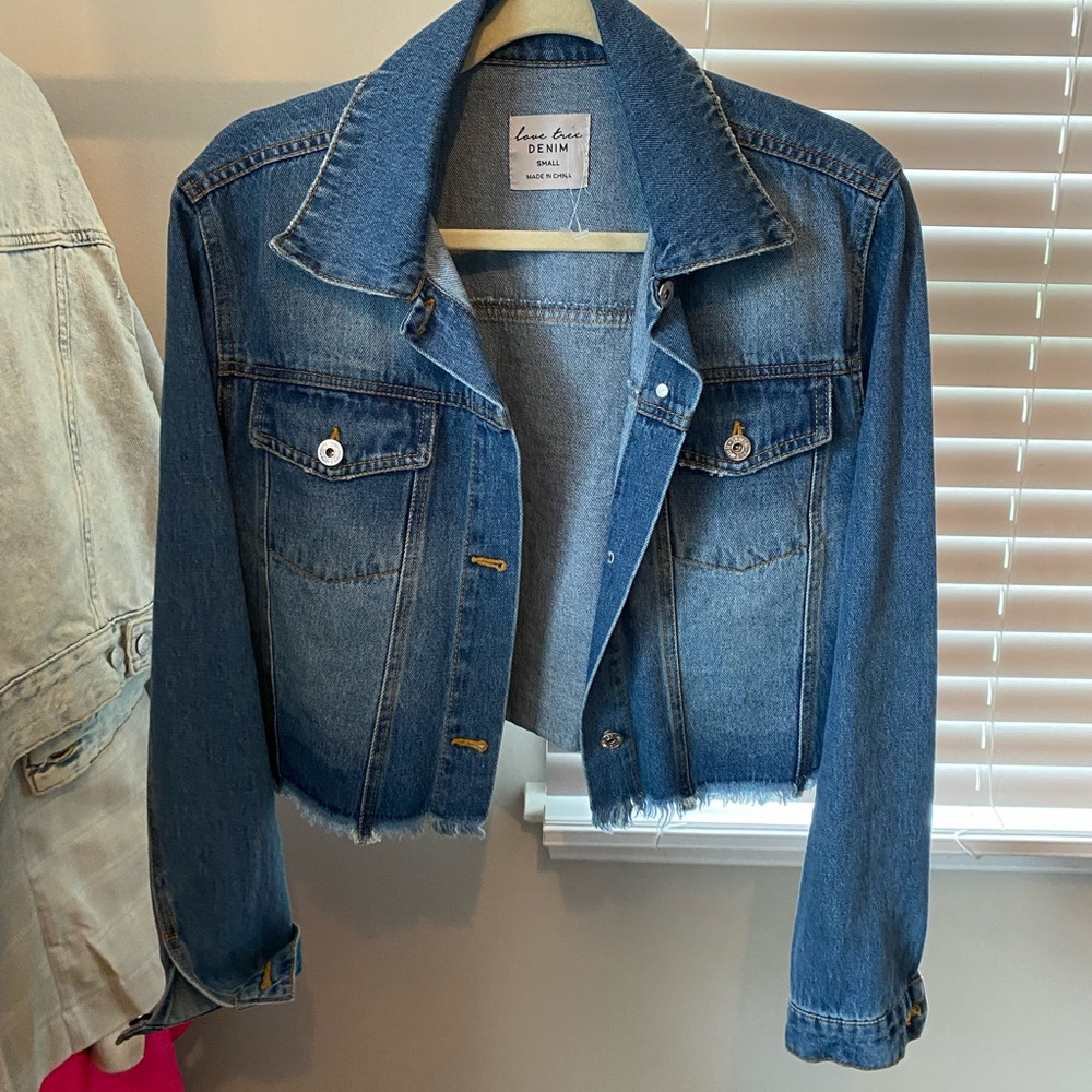 Love Tree Denim Blue Cropped Jacket